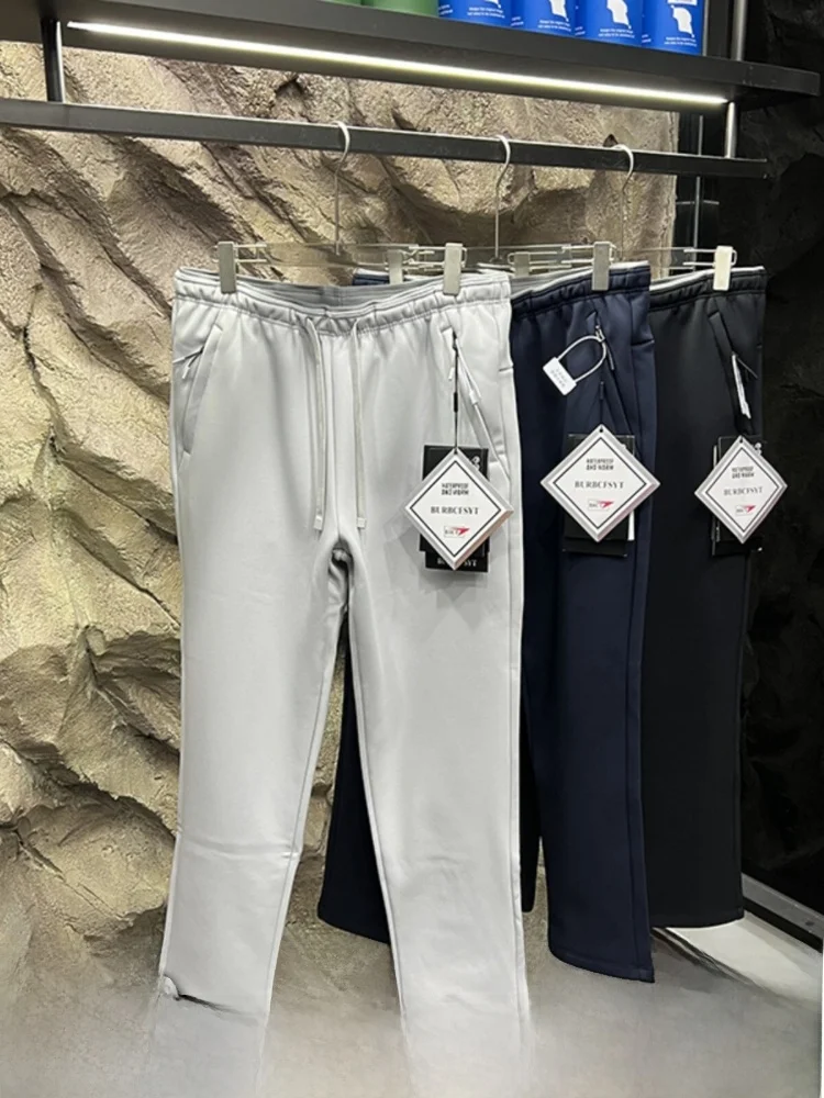 

High Elastic Fce Lined Outdoor Sports Casual Pants Straight Leg Qui Dry Simple Design Youthful Vitali Sle Autumn Wear