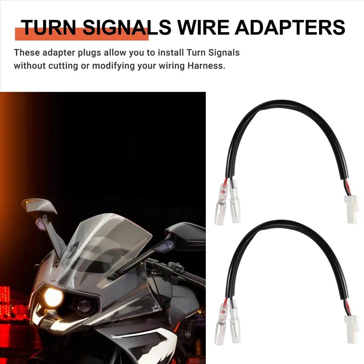 #43F (Black & white)2Pcs Motorcycle Turn Signal Wiring Harness Connector Adapter for KTM,Automotive Parts & Accessories