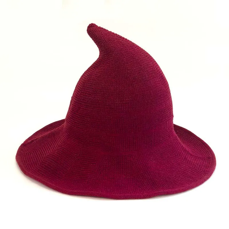 Halloween Vintage Knit Hat for Women Cosplay Witch Hat Dress Up Party Masquerade Hat Magic-hat Holiday Decoration Accessories