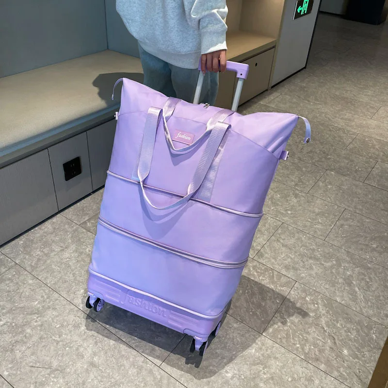 Large Capacity Lightweight Travel Bag with Universal Wheels Foldable Luggage Bag for Short Trips Business Trips Outdoor Activ...