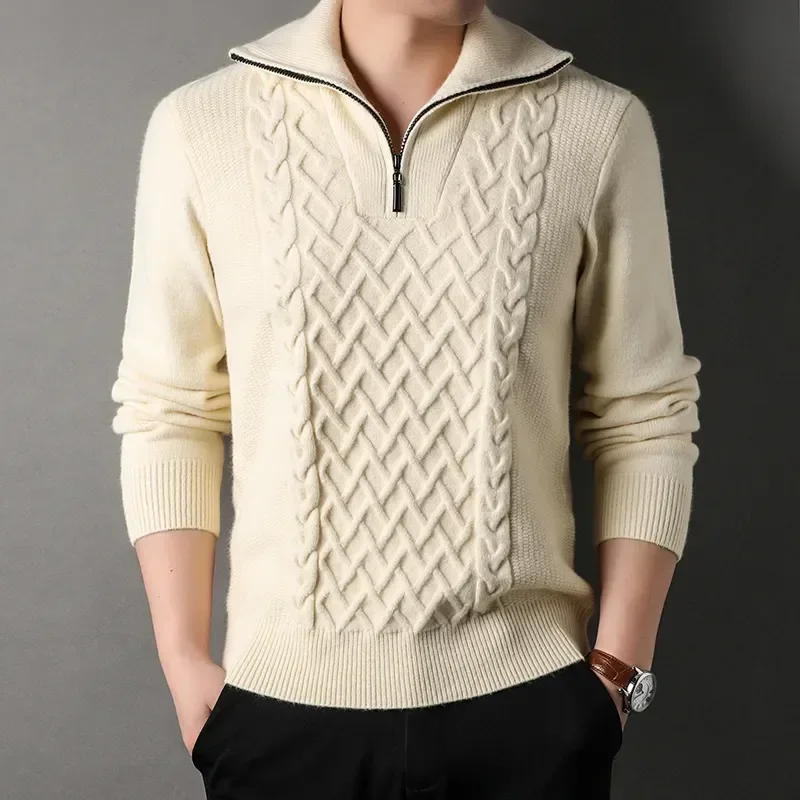 

New Fashion Sweater Man Cardigan Thick Slim Fit Jumpers Knitwear High Quality Autumn Korean Style Casual Mens Clothes