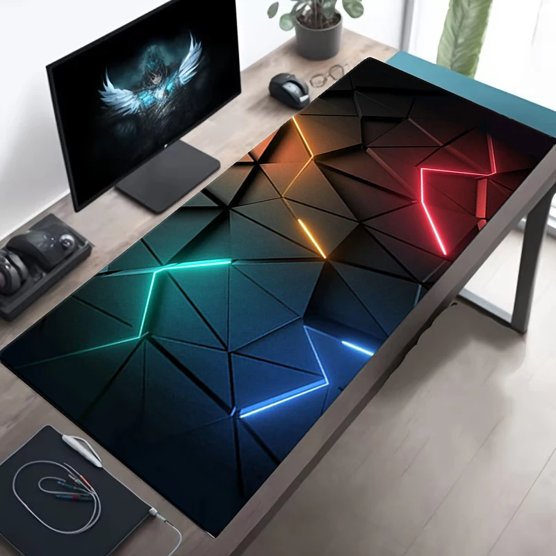 Mouse Pad Desk Pad Extended Mouse Mat 31.5x11.8in Large Computer Keyboard Desk Mat Desk Pad with Non-Slip Base and Stitched Edge