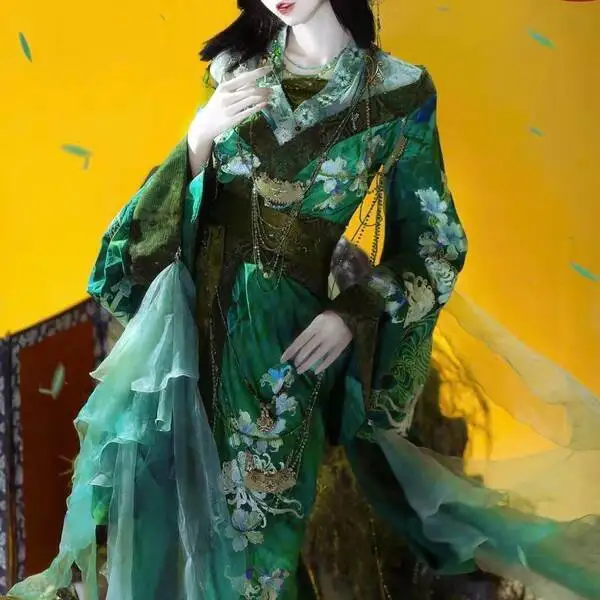 

Fiesta Carnival Halloween Cosplay New Oriental Aesthetics In The Garden Double-layer Embroidery Warring States Robe Hanfu Women