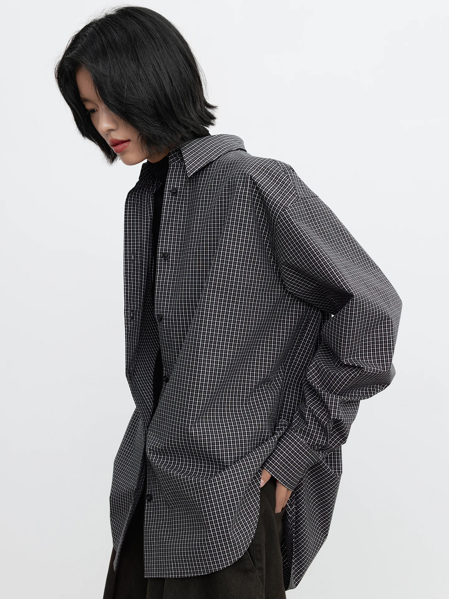 

Urelax l Модная женская повседневная рубашка в клетку из высокоплотного чесаного хлопка с воротником и длинными рукавами