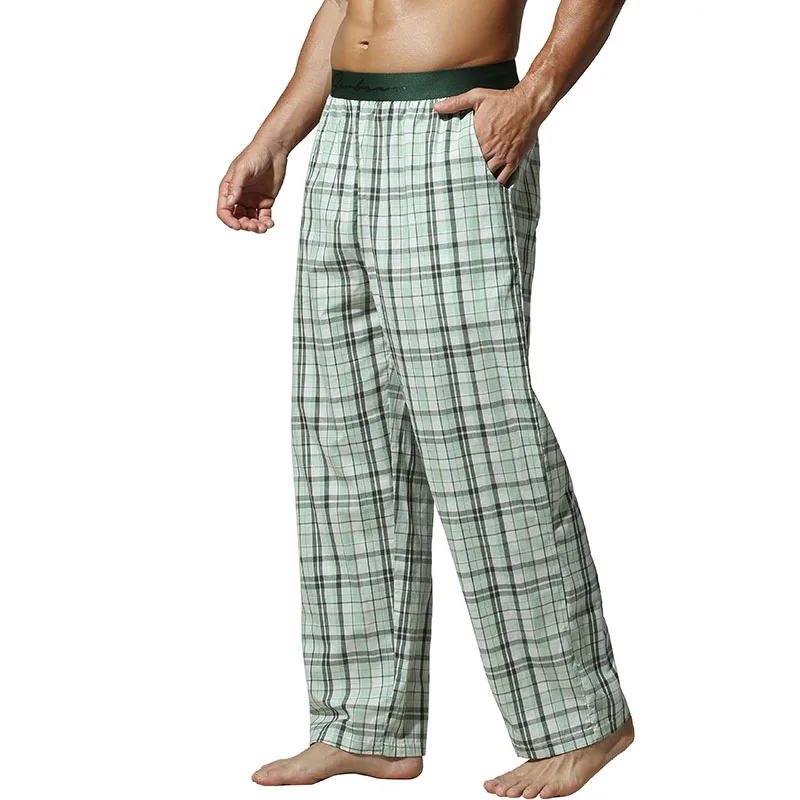 Men's Plaid Pajama Pants Loose Fit Elastic Waist Soft Cotton Casual Home Lounge Checkered Print Sleep Trousers