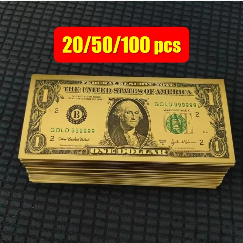 

20~100pcs America 1 Dollar Bills Gold Banknotes One Dollar Banknote Bill in 24K Gold Plated For Collection Gifts