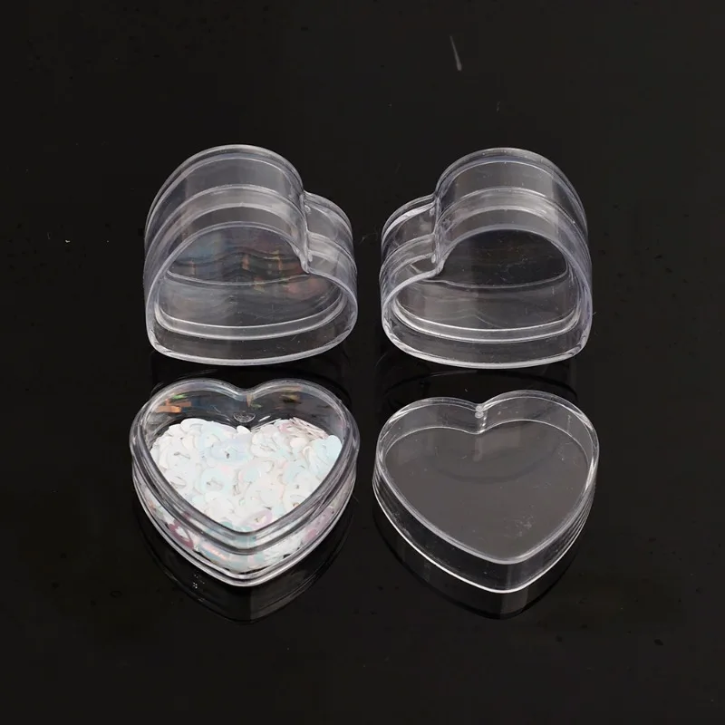 1/20pcs Mini Transparent Plastic Storage Box Acrylic Heart Boxes Pill Moisture-proof Small Case DIY Jewelry Portable Packaging