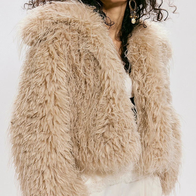 

Elegant Lady Loose Commute Warm Outerwear Autumn Winter New Simple Outdoor Cardigans Fashion Solid Color Long Sleeve Fur Coat