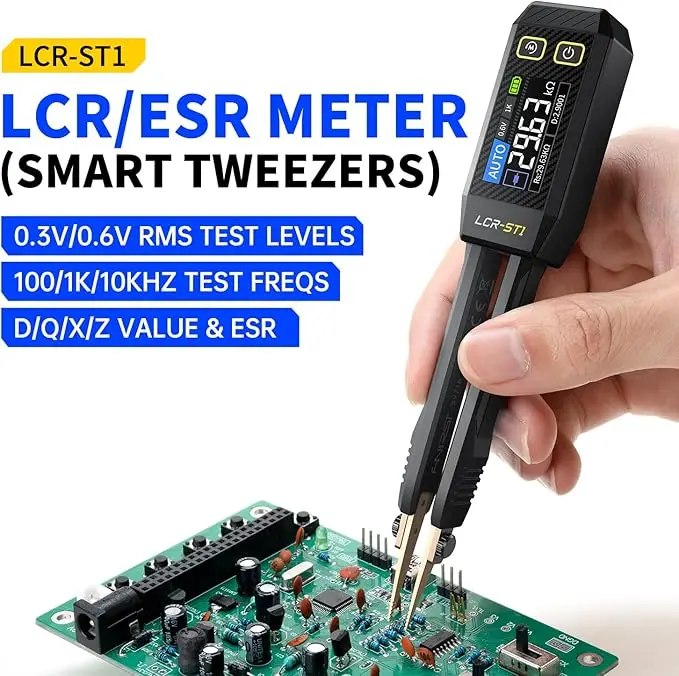FNIRSI LCR-ST1 Smart Tweezers LCR Meter 10kHz SMD Tester Capacitance Inductance Resistance Multimeter for PCB Electronics Repair