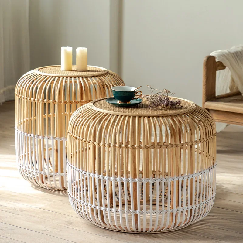 Pastoral bamboo and rattan storage coffee table living room bedroom bamboo storage corners a few small apartment storage baskets