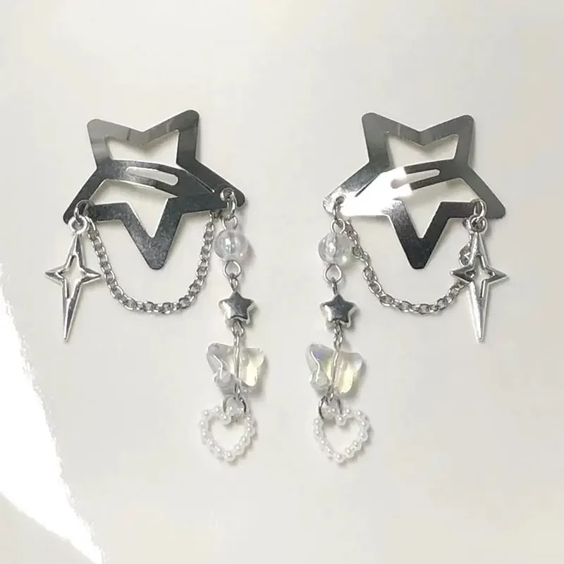 

2pcs handmade star hairpin fairy tale core y2k butterfly hairpin