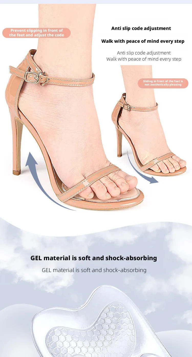 Weiche Silikon-Vorfußpolster Rutschfeste Gel-Schuheinlagen für Damen High Heels Sandalen Schmerzlinderung – Detail 4