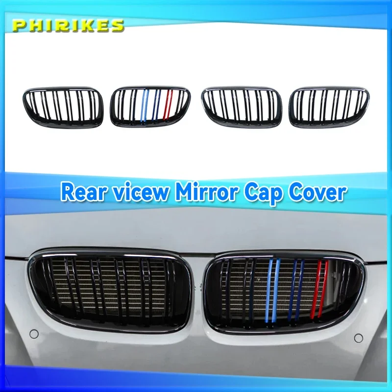 Für bmw 3er e92 e93 m3 coupe lci 2008-2015 2pcs auto stil schwarz vorne nieren doppel latten grill