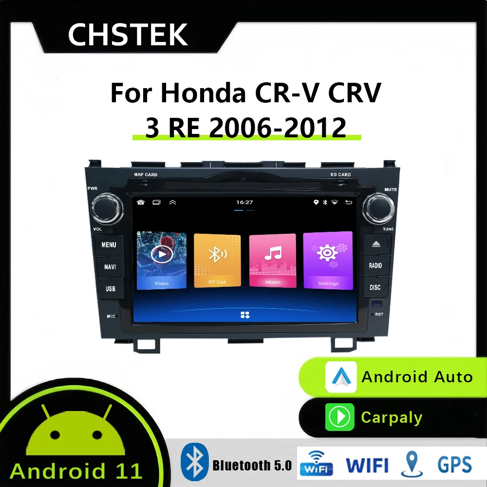 

CHSTEK Car Radio Android 11 Navigation Carplay for Honda CR-V CRV 3 RE 2006-2012 GPS Multimedia Player Bluetooth WIFI Stereo GPS