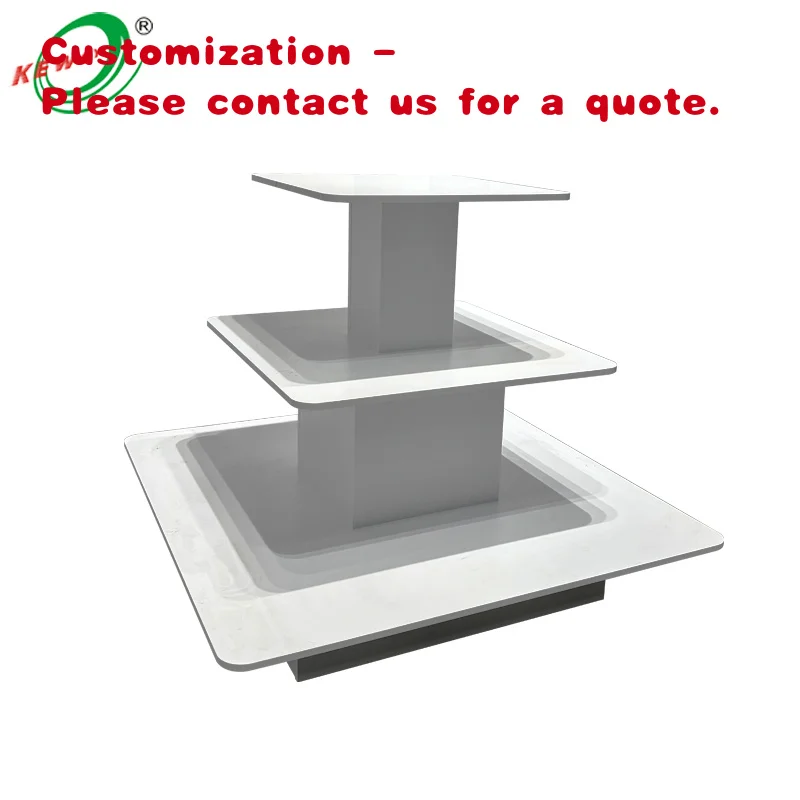 custom.KEWAY Customized Wholesales 3 Tier Square Display Table Retail Store MDF Wooden Display Retail Stores