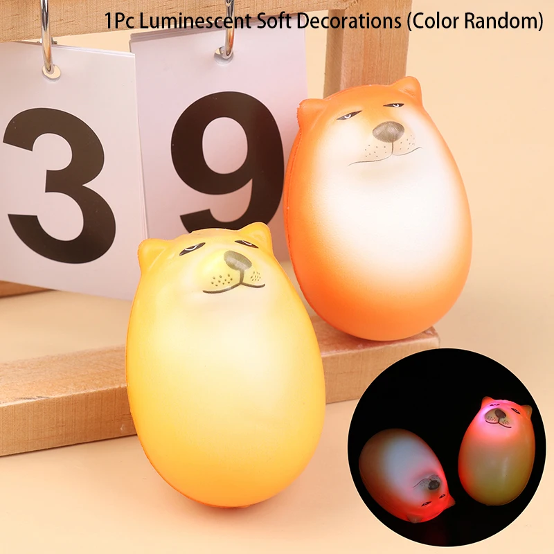 Luminescente Shiba Inu Egg Forma, Realista PVC Desk Decor, União Decorações para Casa, Escritórios, Presentes de Natal Divertidos, 1Pc