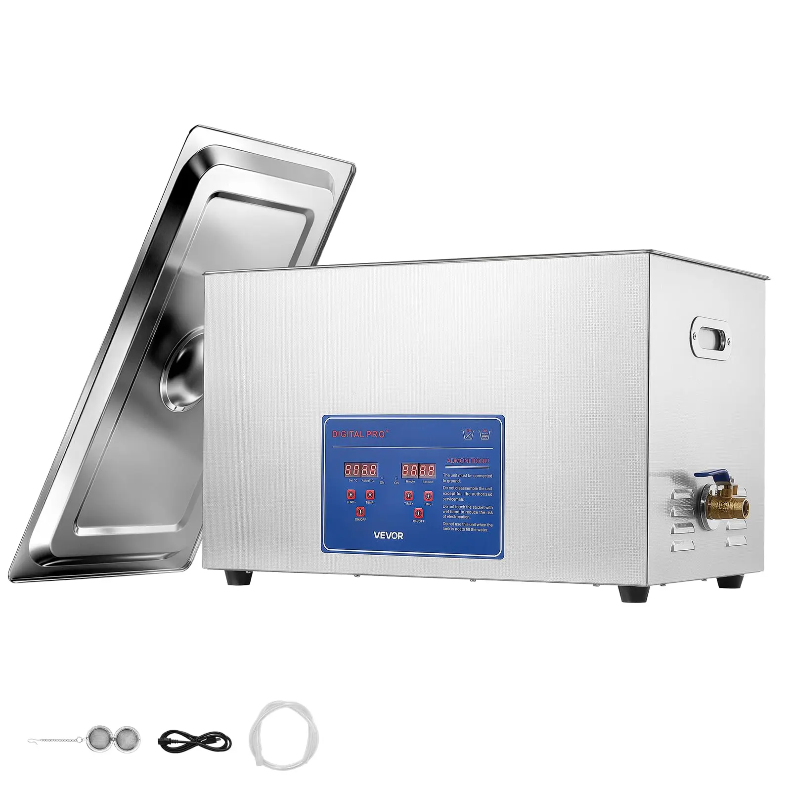 VEVOR Ultrasonic Cleaner 30L-Class Capacity Ultrasonic Parts Cleaner 40kHz, Digital Time and Temp Control, Stainless
