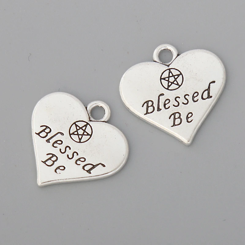 RAINXTAR Fashion 20pcs Alloy Blessed Be Heart Charms 19*20mm AAC447