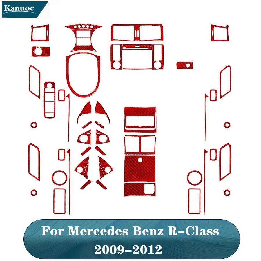 

Carbon Fiber For Mercedes Benz R-Class R Class 2009 2010 2011 2012 Car Red Interior Decorative Stickers Accessories