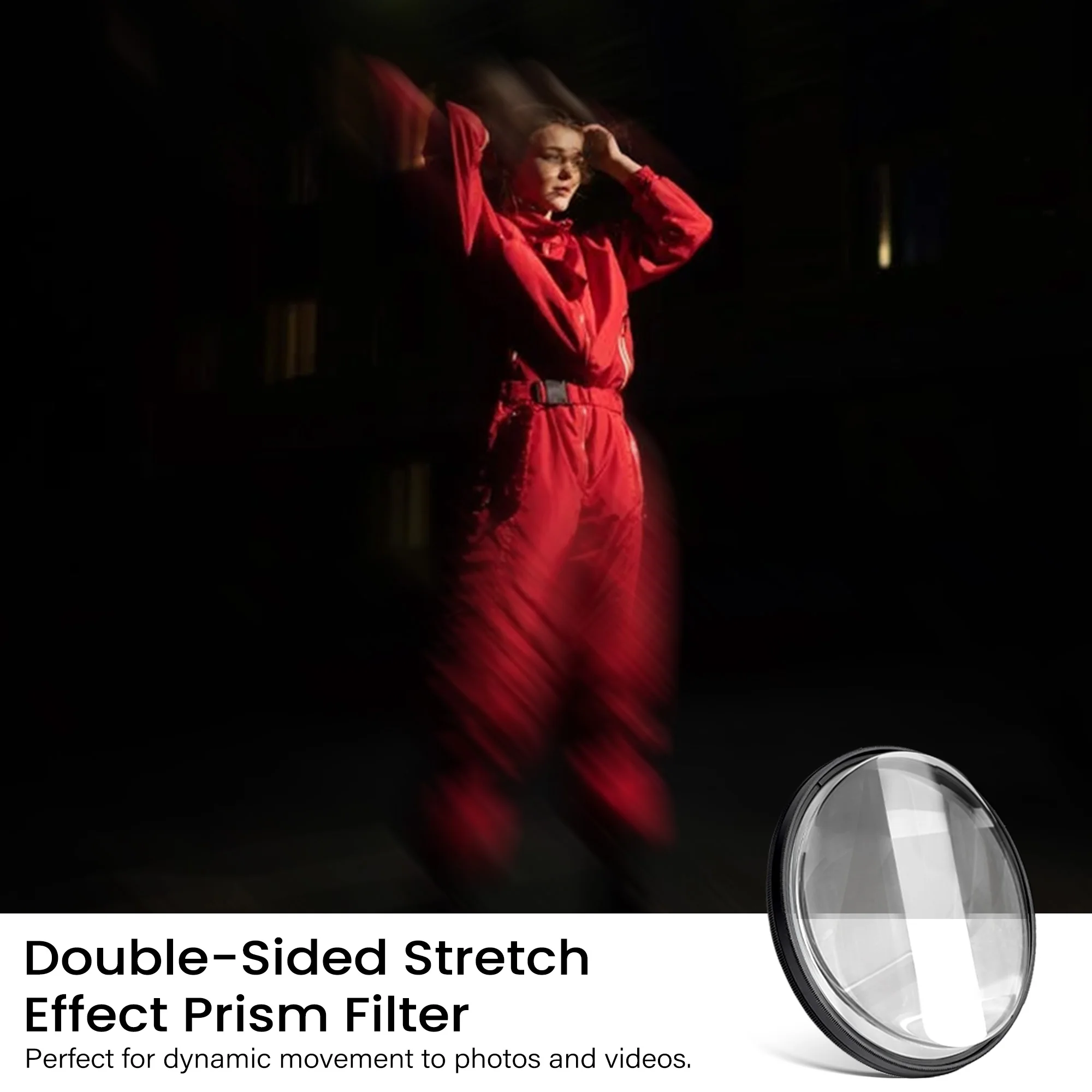 Efekt rozciągnięcia obrazu w obu kierunkach, efekt ghostingu, efekt długiej ekspozycji, podwójny filtr rozciągający, efekt marzycielskiego ghostingu i zaciemnienia ruchu. — zdjęcie produktu 4