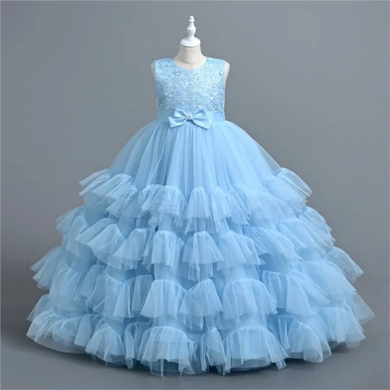 2024 new girls' Princess skirt mesh pommel skirt large children's long summer children's dress