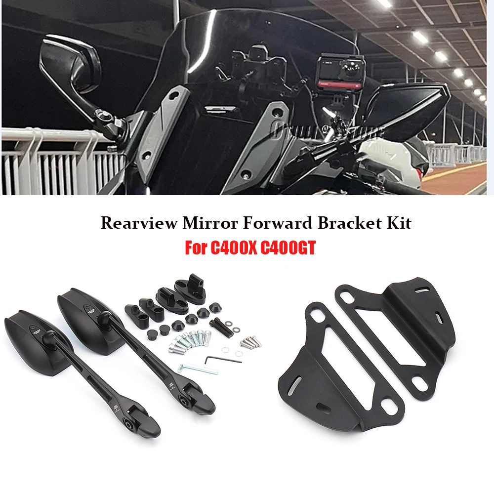 

C400GT C400X Motorcycle Accessories Rearview Mirror Forward Bracket Kit Black For BMW C400 GT C 400 GT C 400X 400GT c400x c400gt