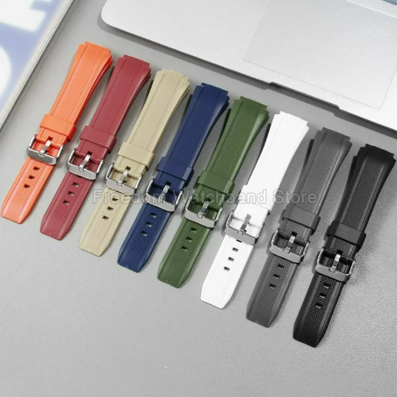 Black Rubber Watch Strap 19mm Convex Interface for Casio EDIFICE 5119 EF-552 Series Men's Watch Bracelet Waterproof Sweatproof