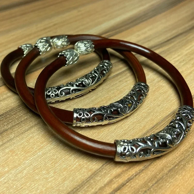 Authentic Tibetan Chicken Blood Rattan Bracelet Children Splicing Tibetan Silver Open Gufeng Rattan Bracelet