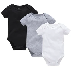 3 Pieces Baby Blank Rompers 100% Cotton Short Sleeve Baby Bodysuit Muslin Plain White Jumpsuit Newborn Clothes 24 M