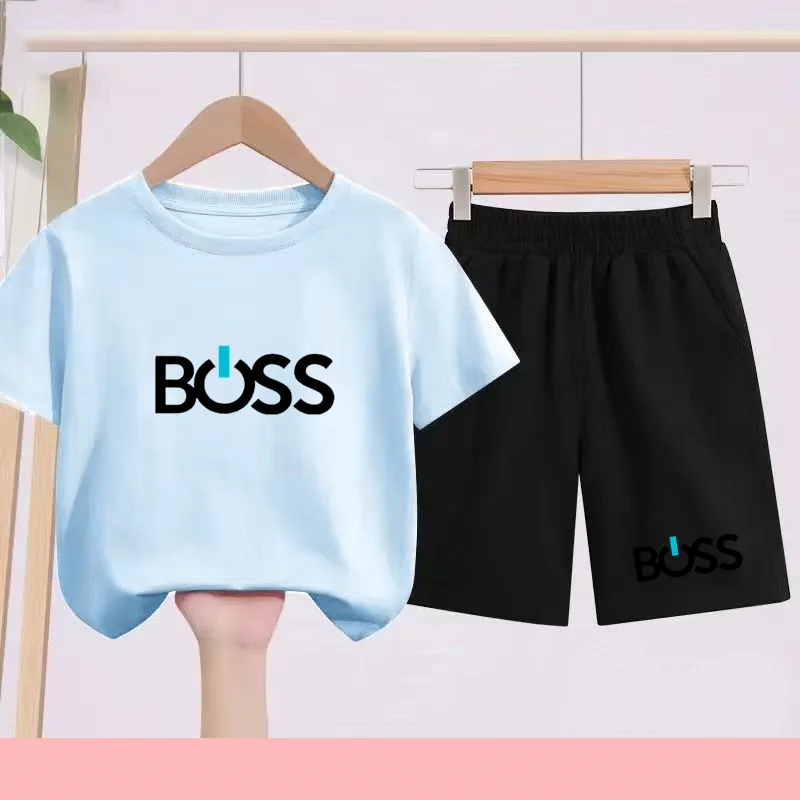 

Children's Casual T-shirts and Shorts, Suitable for Children Aged 3 to 7, 8, 9 and 10. Charming Style Short-sleeved Sportswear