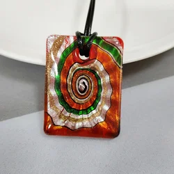 1PCS Mysterious Glass Muran Floral Swirl Lampwork Square Pendant Necklace For Women Artistic Sense Cheap Items With Jewelry