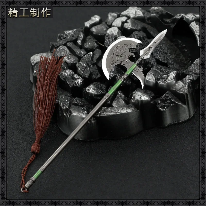 18CM Three Kingdoms Weapon Model Chinese Hook Sickle Decoration Crafts Collect Game Pendant Metal Handicraft Ornaments Miniature