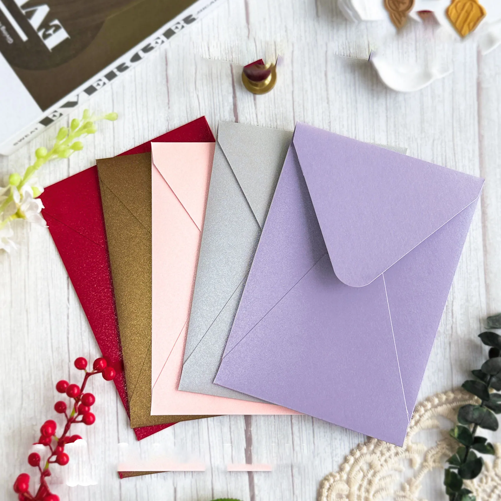 50pcs 195x138mm Envelope for Wedding Invitations 250g Pearlescent Paper Business Supplie Postcard Stationery Packaging Storage