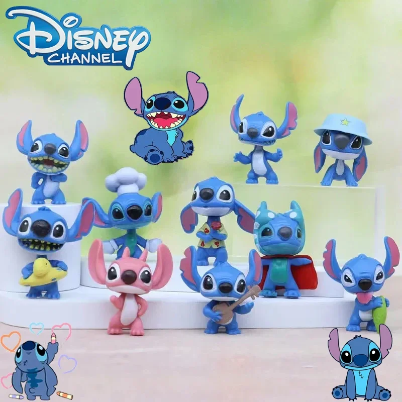 Disney-Lilo e Stitch Doll Toy para Crianças, Decoração De Bolo, Desenhos Animados Bonitos, Figura Anime, PVC Car Ornament, Modelo De Brinquedo, Presente De Aniversário