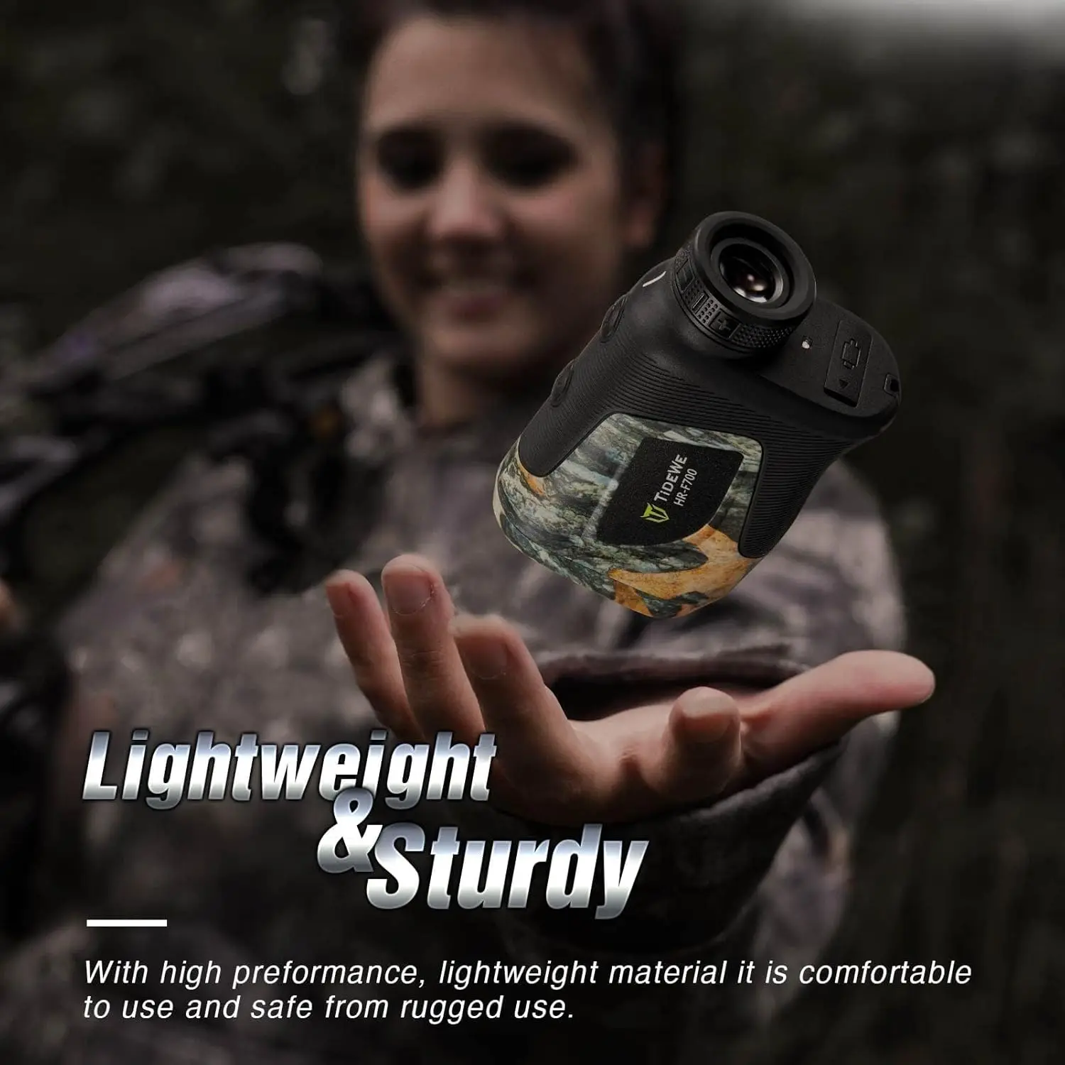 Hunting Rangefinder with Rechargeable Battery, 700/1000Y Camo Laser Range Finder 6X Magnification, Distance/Angle/Speed/S