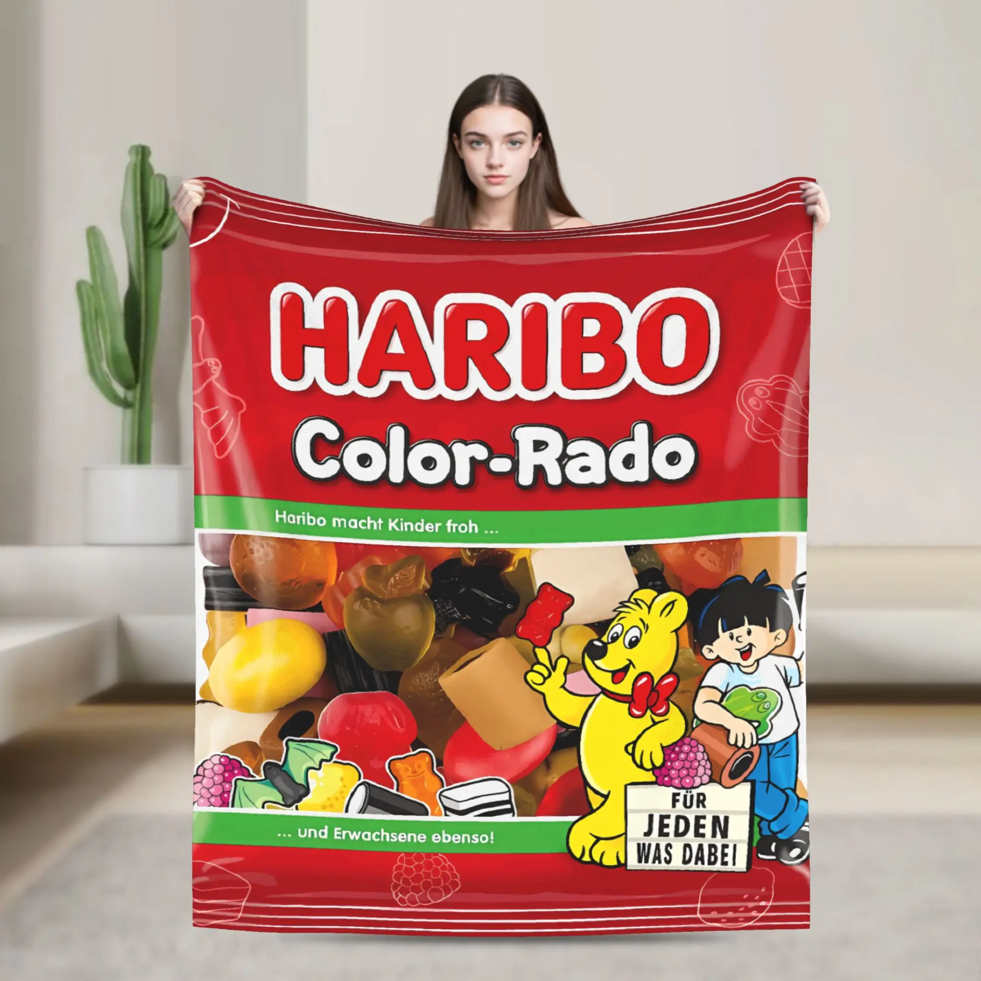 Haribo Bear Candy Plush Blankets Students  Flannel Throw Blanket For Home Decor Soft Design Quality Bedspread Birthday Gift