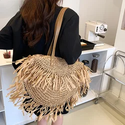 Bohemian Straw Bag Tassel Designer Rattan Shoulder Bags Large Capacity Casual Travel Handbags for Women Summer Beach Bags 2025