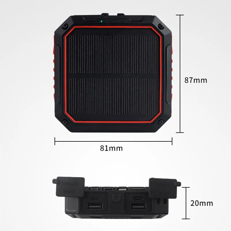 Imagem -05 - Banco de Energia Solar Portátil Carregador Móvel Usb Tipo-c Alta Capacidade 10000mah Uso com Android Micro Iphone Emergência