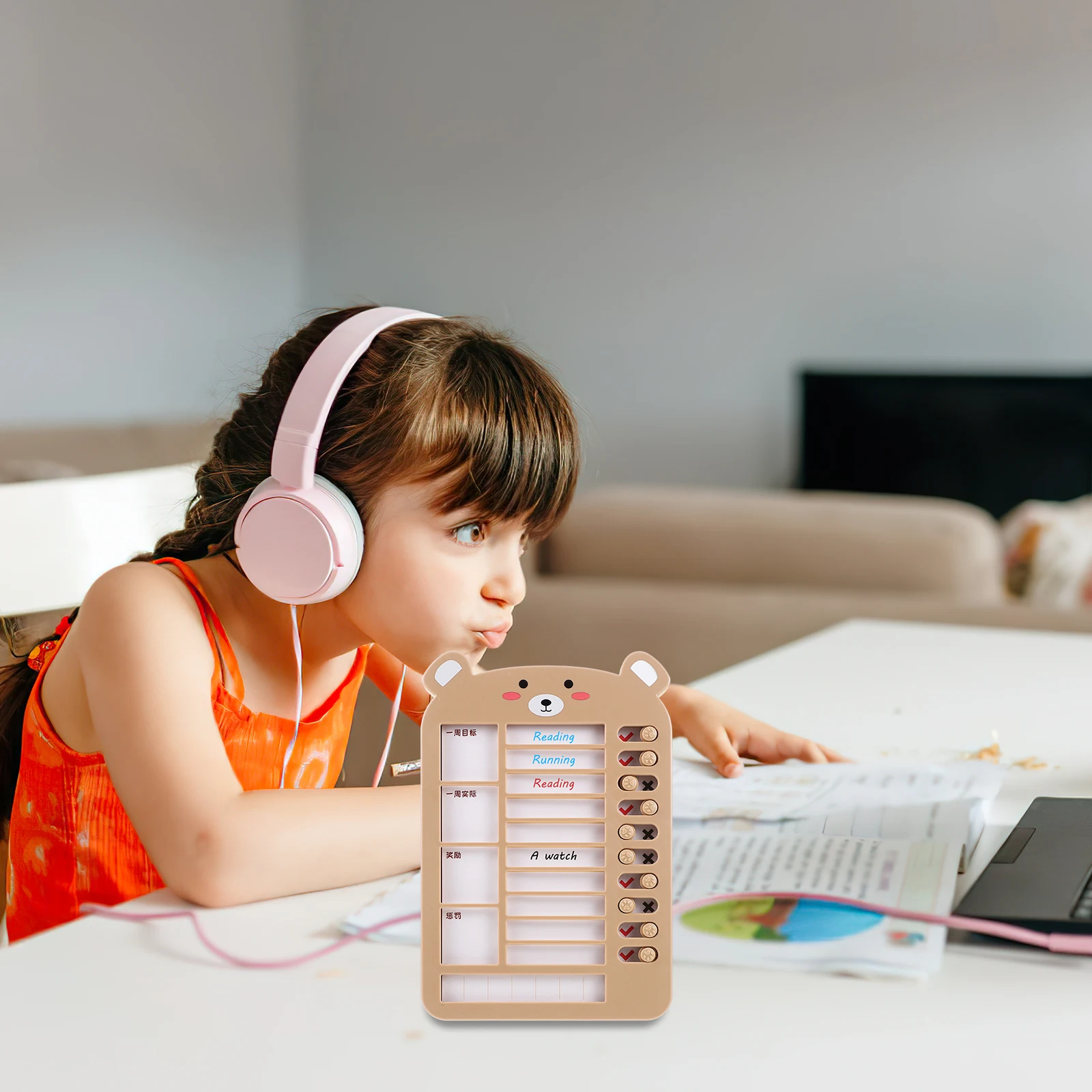 

1Set Kids Chore Chart for Children PP Material DIY Reminder Chart Weekly Task Organizer Household Planner to Do Pad