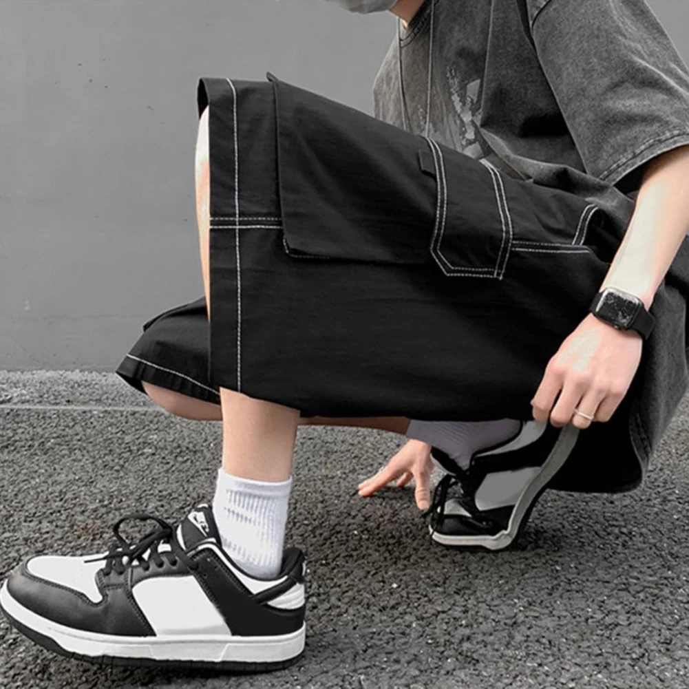 

Shorts Men Pants Vacation Holiday Non Stretch Polyester Y2k High Waist Knee-Length Straight Vintage Big Pocket