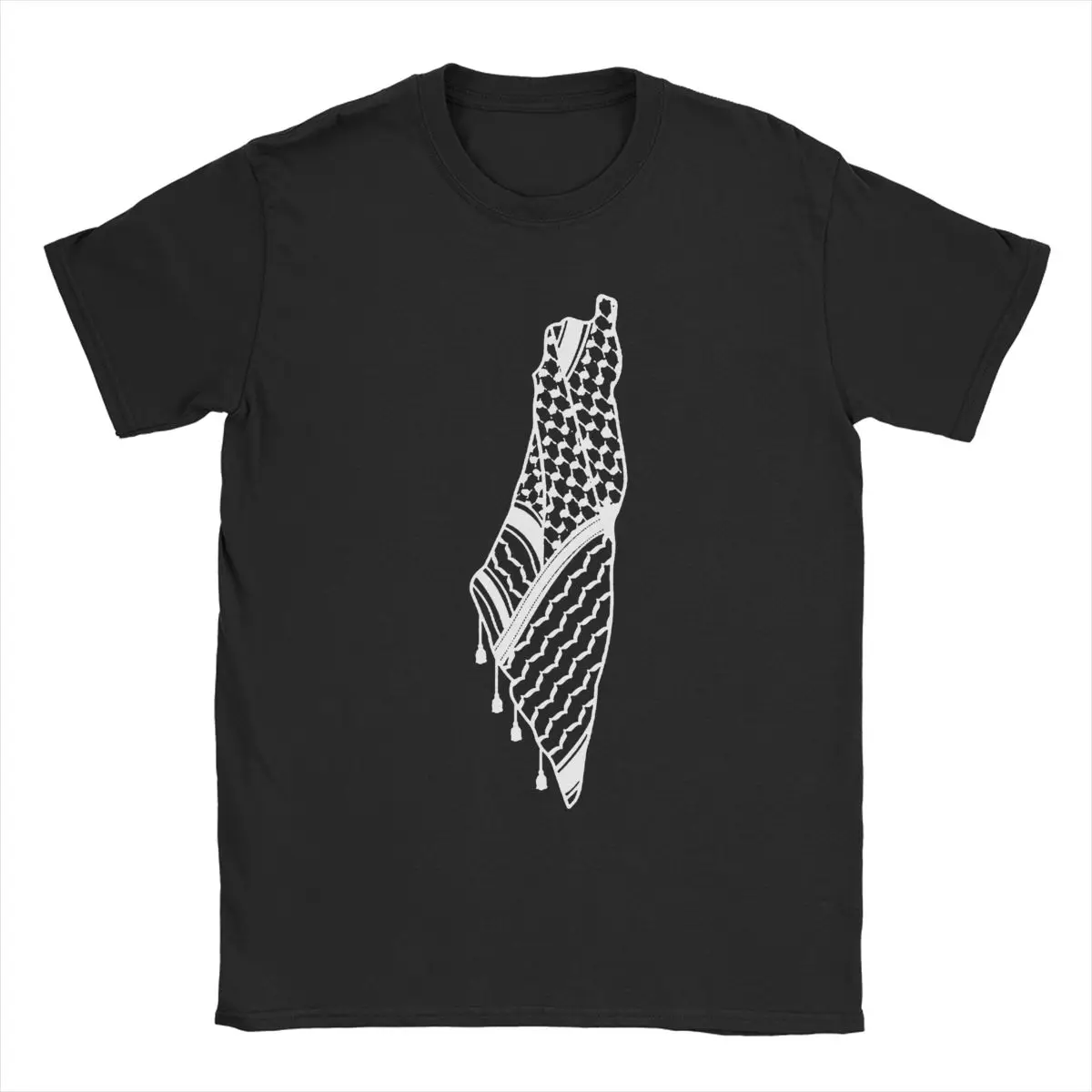 Men Palestine Map With Kufiya Design T Shirt Cotton Tops Vintage Short Sleeve Round Collar Tee Shirt Graphic T-Shirt