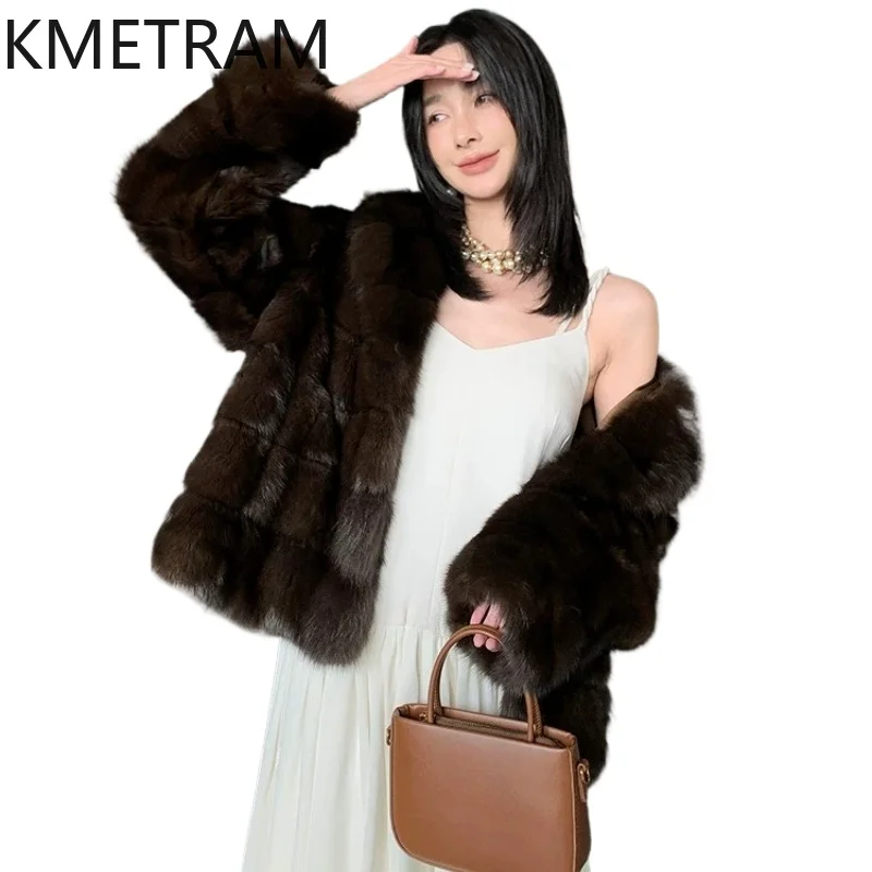 KMETRAM Real Sable Fur Jacket Women Luxury Short Winter Tops for Woman Casual Real Fur Coat 2026 New Ladies Clothes шуба женская