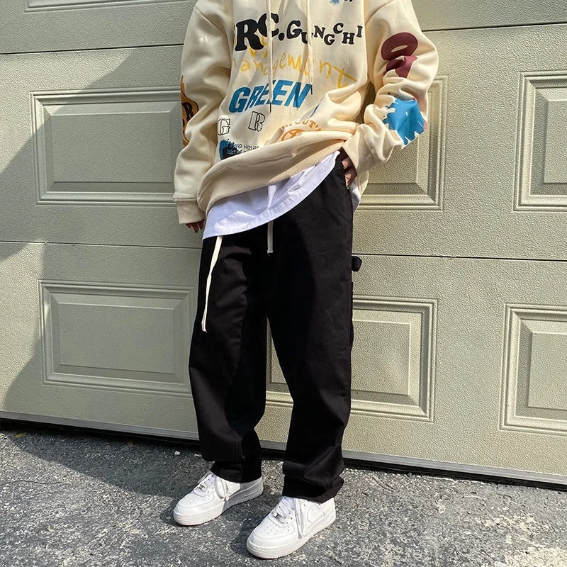 Men's pants loose all-match overalls autumn and winter ins tide wide-leg trend y2k casual pants men's trousers