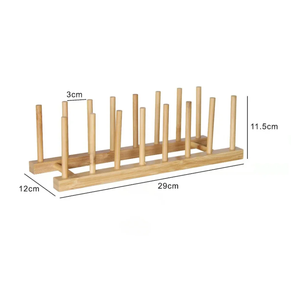 Kitchen Dish Drain Rack Wooden Display Stand Drainer Holder Drying Bowl Holder Simple Pot Lid Shelf Dinnerware Storage Organizer image 6