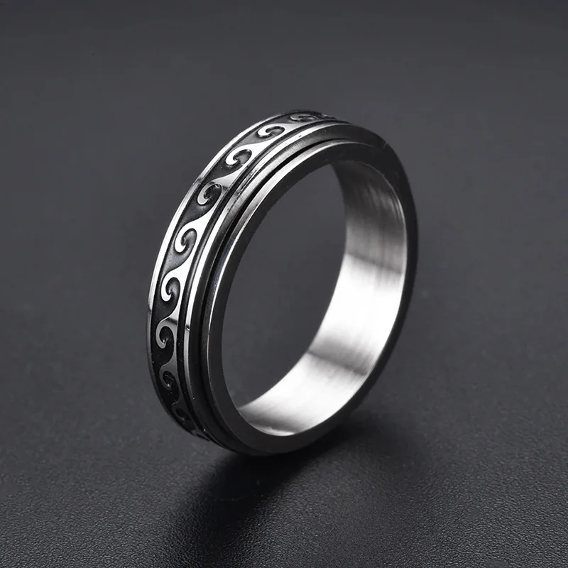 Stainless Steel Fidget Spinner Ring Anti-Stress Anxiety Relief Ring Rotating Accessory for Men And Women Jewelry