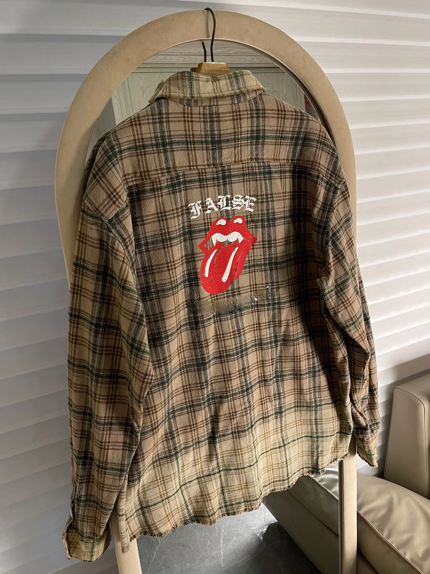 

Waed out Vintage Plaid Long Sve irt Men's Loose Fit Denim Coat American Sle Cotton Breathable Casual Outerwear