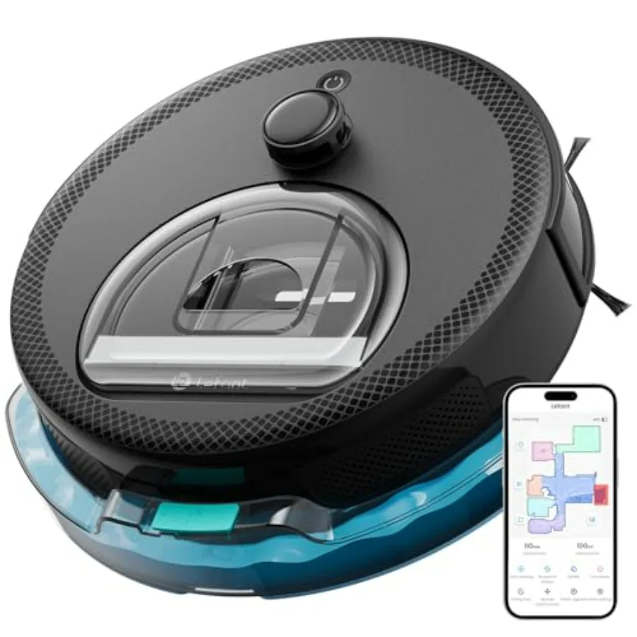 

LiDAR Robot Vacuum and Mop with Smart Mapping and Obstacle Avoidance Tangle-Free Pet Hair 2.4G/5G WiFi App Control Slim Design