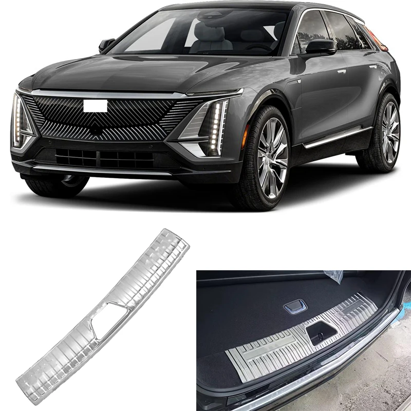 Car modified fit For Cadillac LYRIQ 2022 2023 Stainless steel silver Black Rear Trunk Inside Bumper Protector cover sill guard