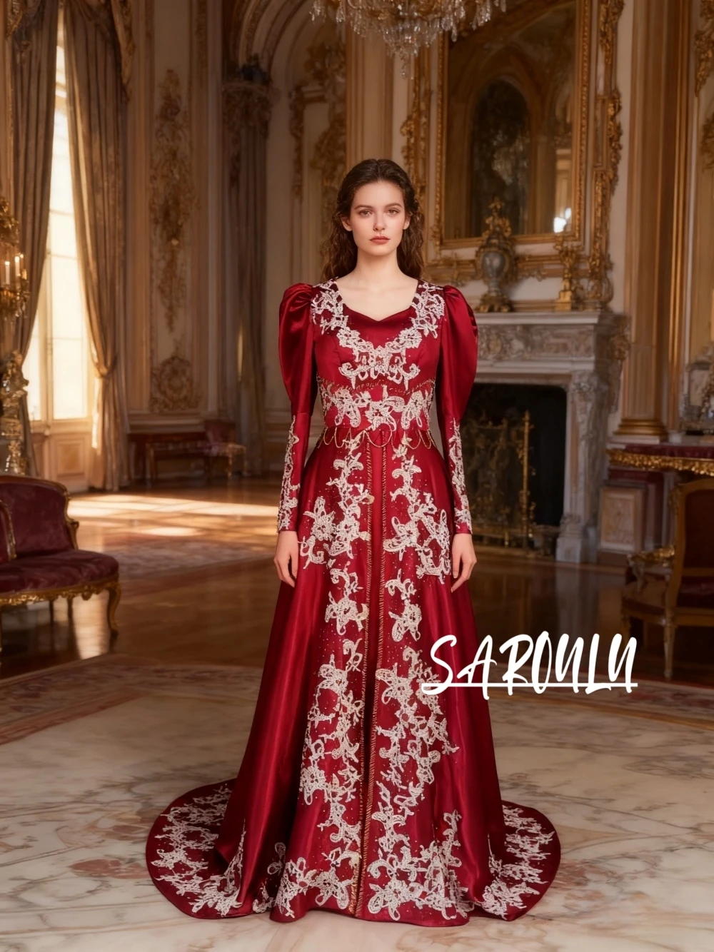 

Floral Applique A Line Velvet Evening Dress Tassel Maxi Sultan Caftan Prom Customized For Formal Occasion Party Gown فساتين السه