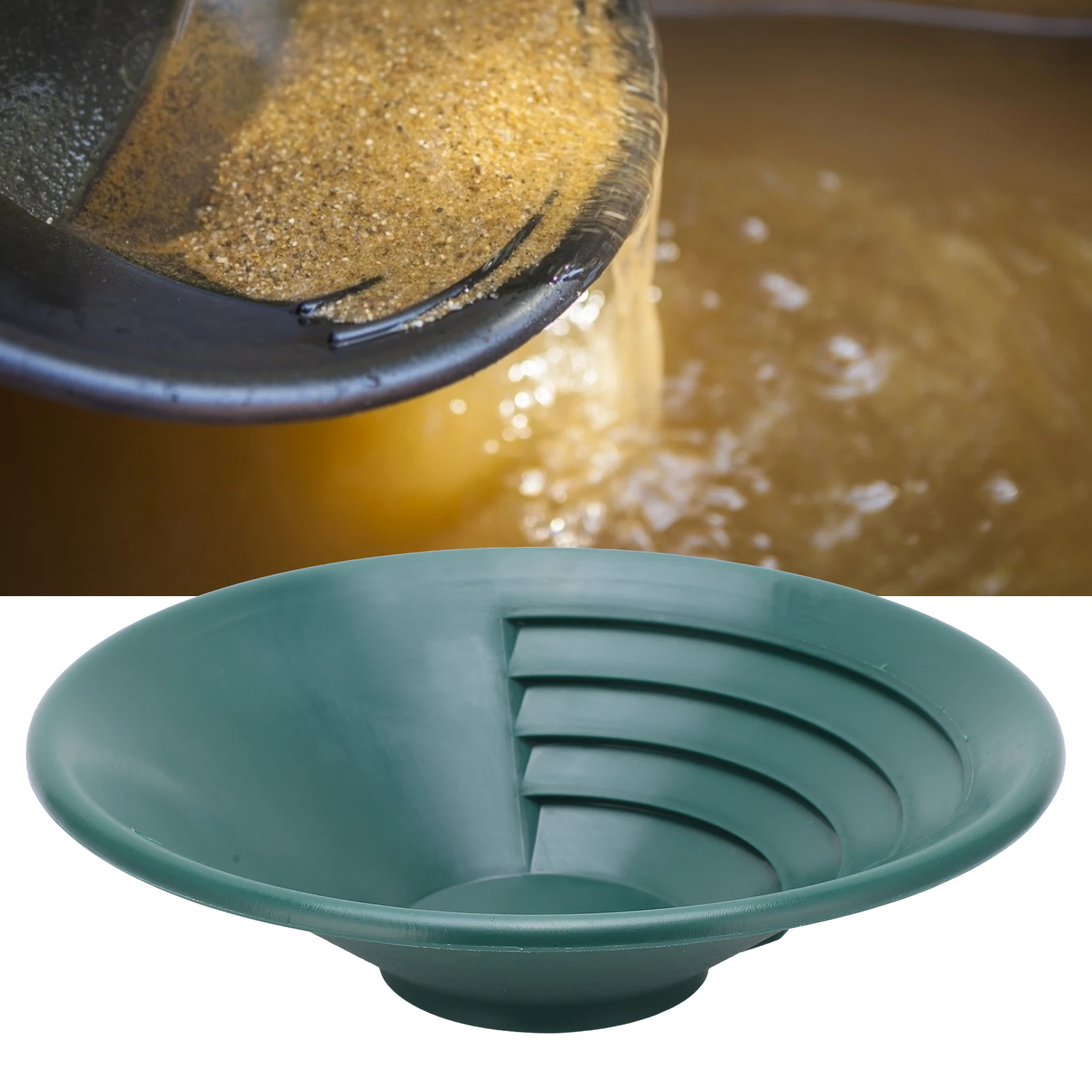 260mm Gold Panning Pan ABS Gold Sifting Classifier Washing Sieve Tray Accessory Green Gold Panning Pan Gold Washing Pan Gold Pan